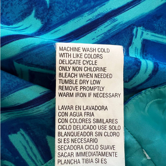 M.H.M Melissa Harper Maxi Dress in Blue and Blue Green Abstract Print Size 8 - Picture 6 of 6